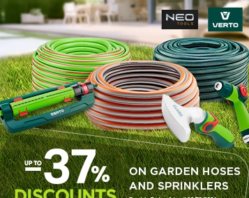 Знижки до 37% на садові шланги та дощові зрошувачі Neo Tools та Verto!