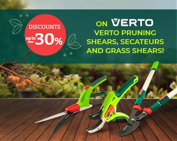 Знижки до 30%! На сучкорізи, секатори та ножиці для трави Verto!