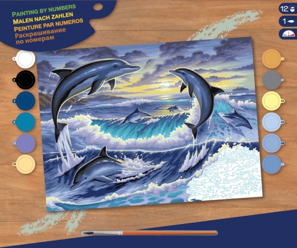Sequin Art Набор для творчества PAINTING BY NUMBERS SENIOR Dolphin Sunrise