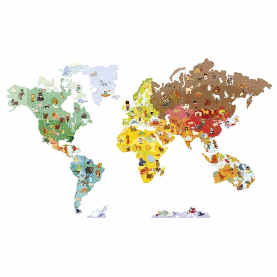 Janod Игра-стикер Карта мира с животными