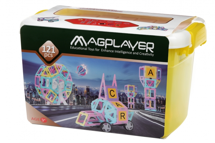 MagPlayer Конструктор магнитный набор бокс 121 эл. (MPT2-121)