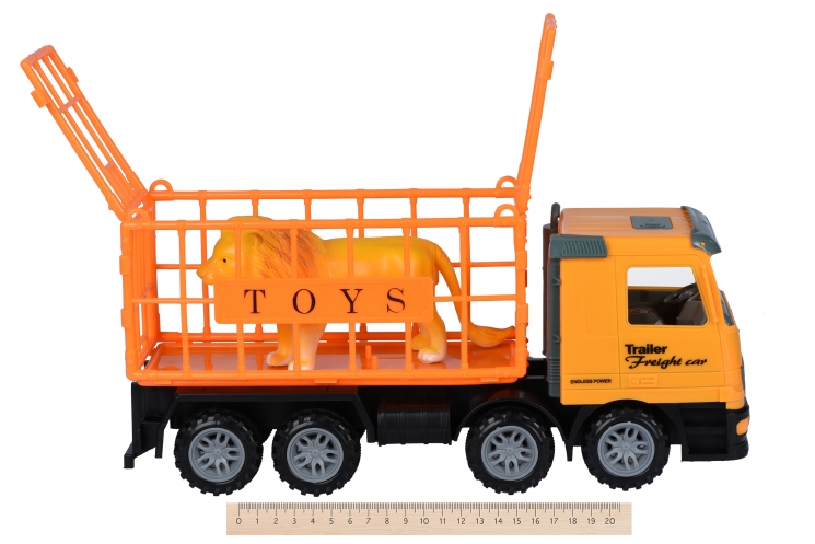 Same Toy Машинка инерционная Super Combination Грузовик (желтый) для перевозки животных с прицепом