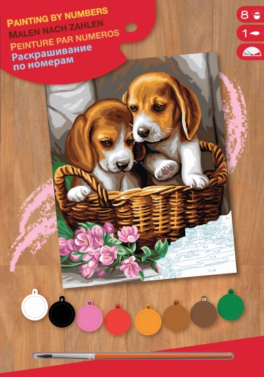Sequin Art Набор для творчества PAINTING BY NUMBERS JUNIOR Basket of Puppies
