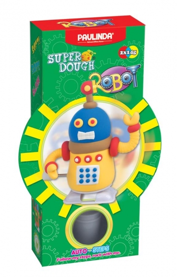 PAULINDA Масса для лепки Super Dough Robot заводной механизм (шагает) (желтый)