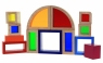 goki Конструктор деревянный Радужные строительные блоки с окнами
