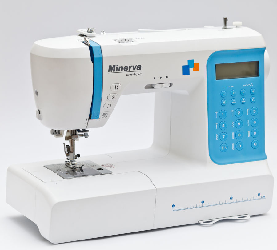 Швейная машина MINERVA DECOREXPERT,  компьютерная, 70Вт, 197 шв.оп., петля автомат, белый+синий Фото №5