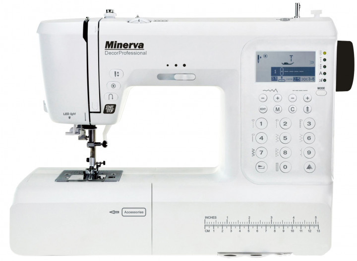 Швейная машина МINERVA DecorPROFESSIONA , компьютер-ная, 70Вт, 400 шв.оп., петля автомат, белый Фото №3