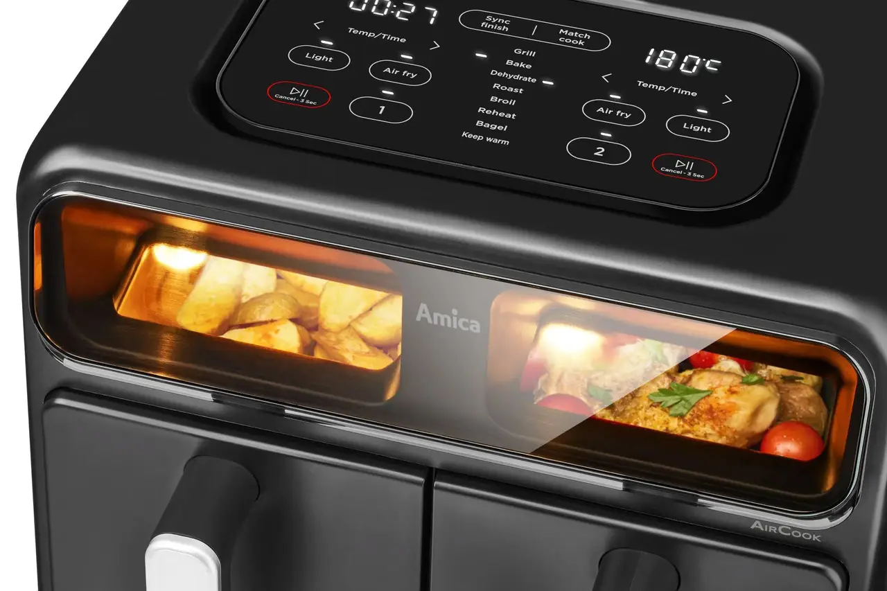 Мультипечь Amica 2400Вт, 2 чаши - по 4.0л, сенсорное управл., 8 авто. программ, пластик, черный Фото №5